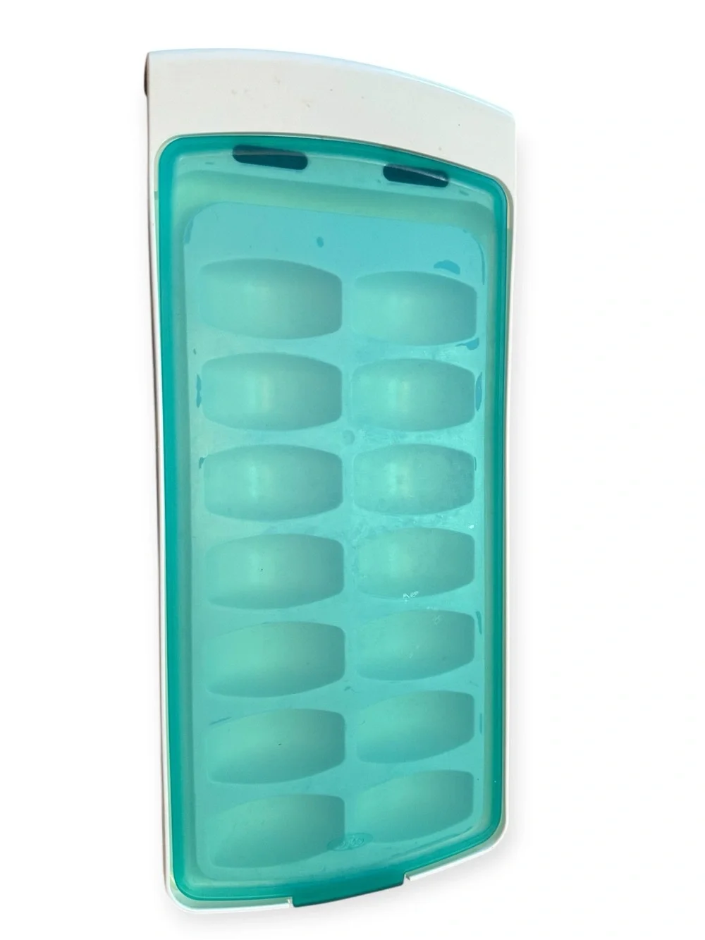 OXO Good Grips Modern No-Spill XL round Ice Cube Tray Silicone Lid Teal 1 pack